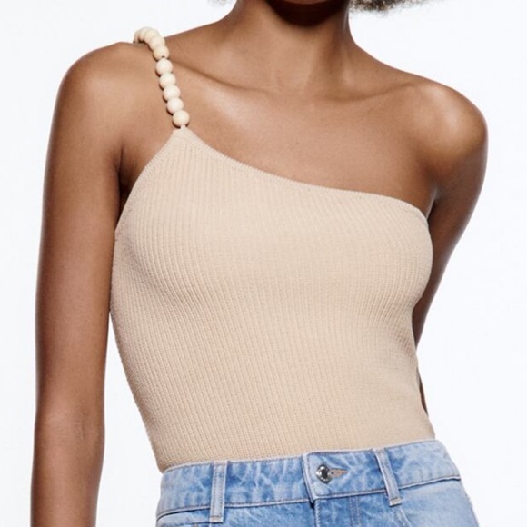 Zara Asymmetric Beaded Knit Top - Picture 2 of 9